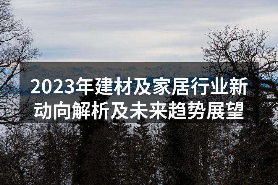 2023年建材及家居行业新动向解析及未来趋势展望